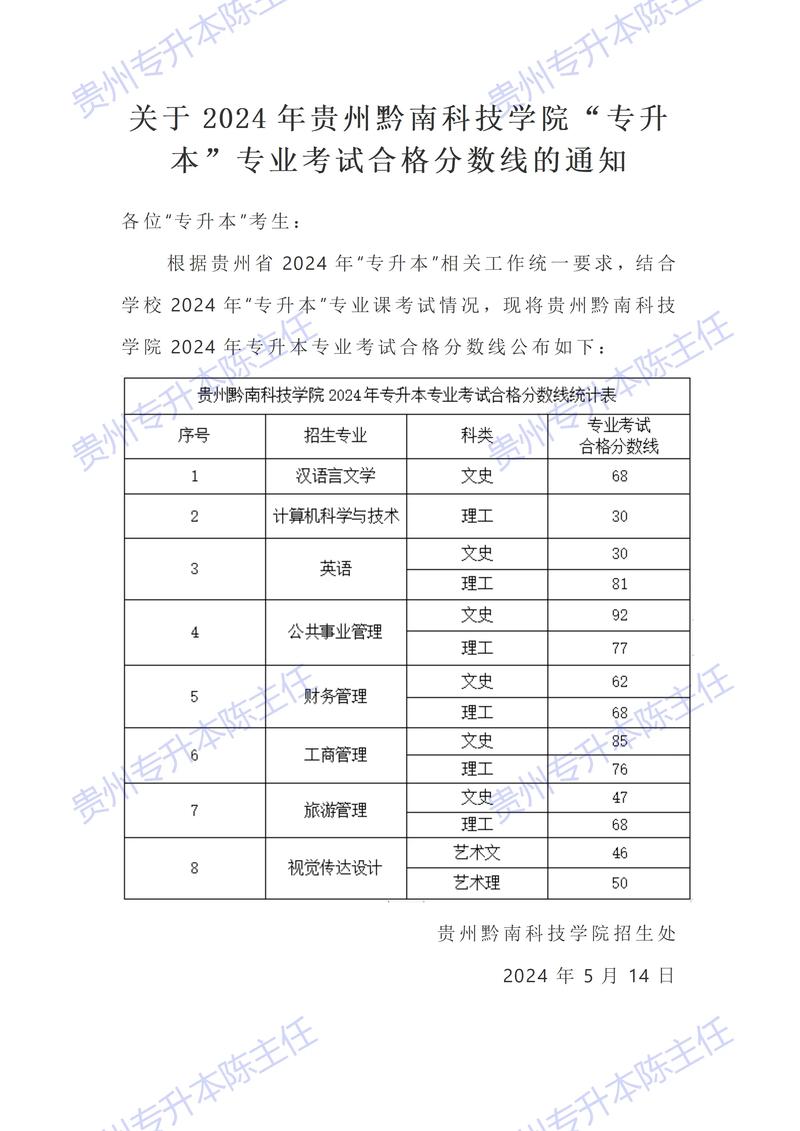 贵州师范大学专升本录取分数线2023