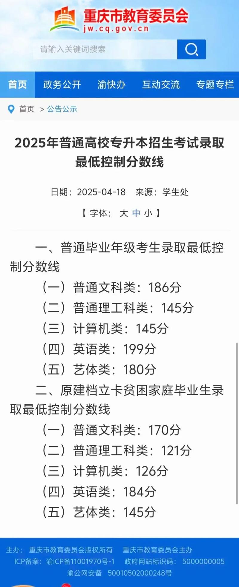重庆专升本录取分数线2025是多少？2021重庆专升本上线分数？