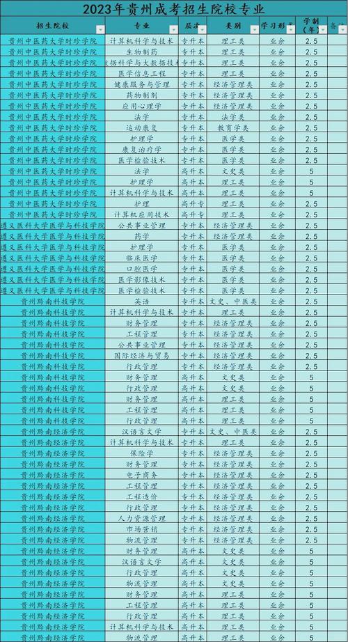 贵州成人高考可以考哪些大学