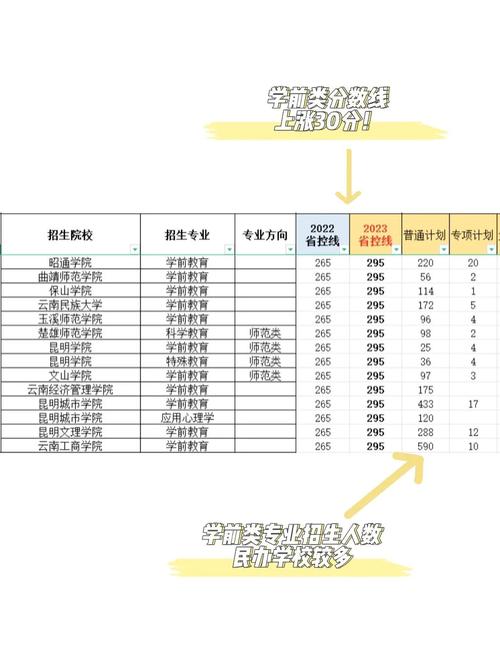 云南省学前教育专升本录取分数线