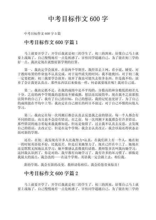 中考的目标作文