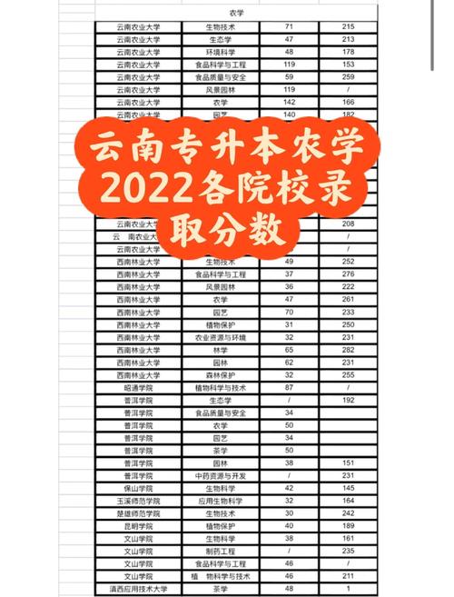 云南农业大学烟草专业的专升本分数线