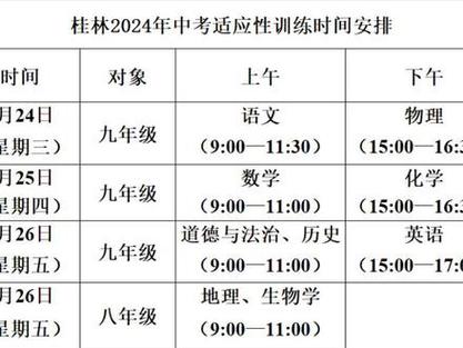广西桂林中考时间2023年时间表