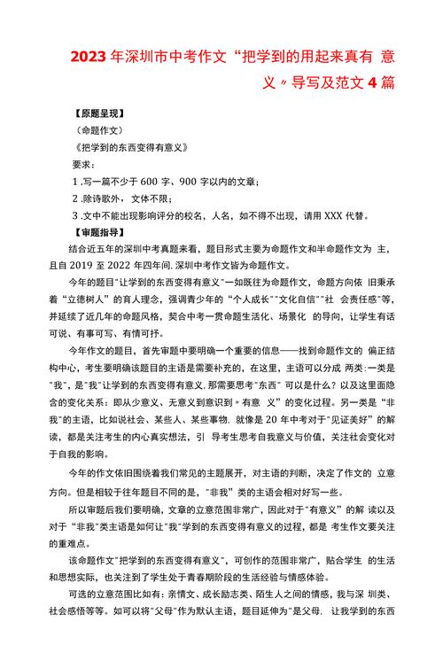 深圳2023年中考作文:把学的用起来真有意义