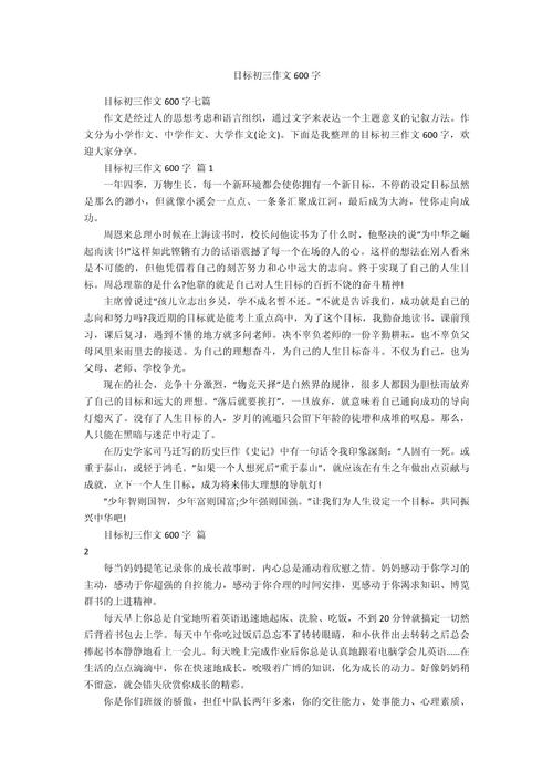 中考目标作文600字