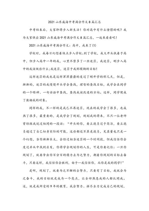 2020山东威海中考作文800字
