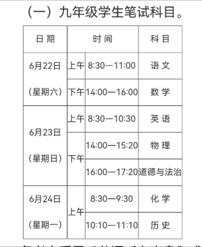 陕西中考科目及各科分数