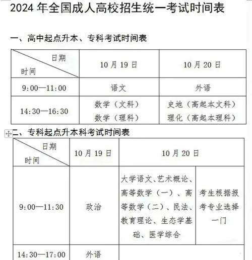 成人高考考试时间安排