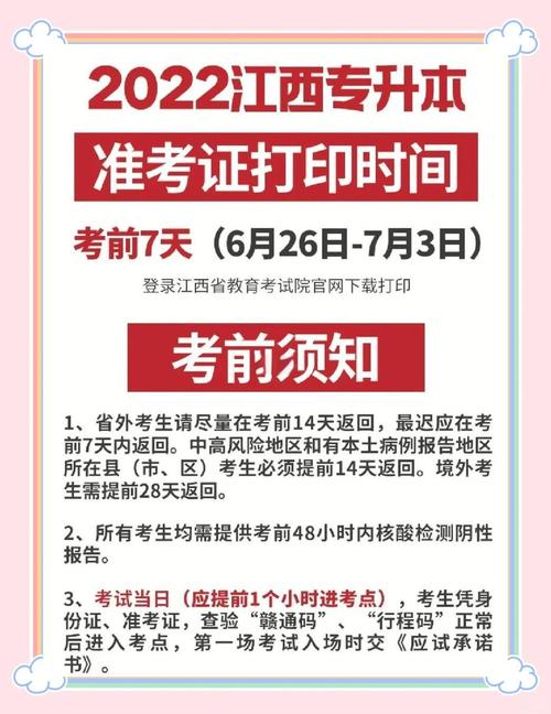 江西专升本准考证打印时间