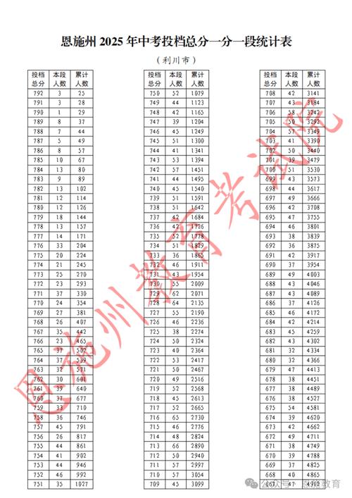 2025年恩施中考分数录取线