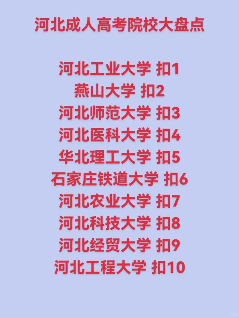 河北成人高考可以报考哪些大学?